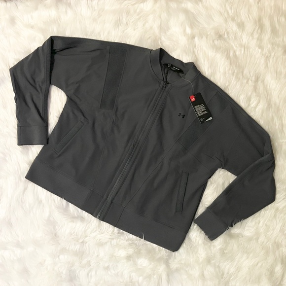 Under Armour Mixed Media Woven Bomber NWT - Picture 2 of 5